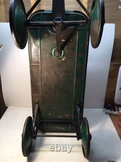 Large Vintage 1950's Atomic Speedster Green Yellow Wagon Metal USA Complete