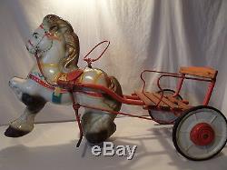 (Lot #163) Vintage Ride On Pedal Toy Mobo Horse and Carriage