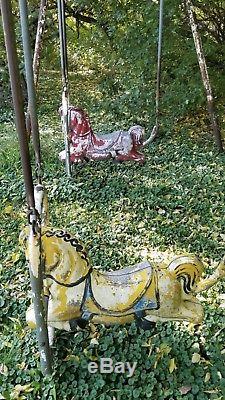 Lot 2 Vintage Playground Toy Horse Swing Set Outdoor Playset Pony Children Play