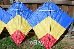 Lot of 3 Vintage Peter Powell Sky Stunter Dual Line Stunt Kites Red Yellow Blue