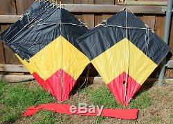 Lot of 6 Vintage Peter Powell Sky Stunter Dual Line Stunt Kites Red Yellow Black