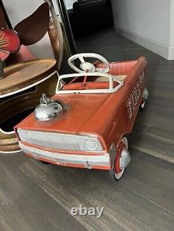 MURRAY FIRE BATTALION #1 FIRE TRUCK PEDAL CAR Tooth Grille Vintage Antique