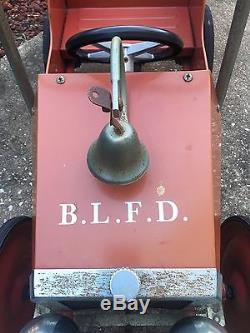 Orignal Antique Murray Fire Engine Pedal Car Ride On B. L. F. D. Buddy Vintage