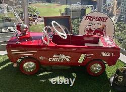 Original, Cosmeticly-Customized Vintage Ford Mustang, Fire Chief Pedal Car