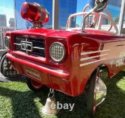 Original, Cosmeticly-Customized Vintage Ford Mustang, Fire Chief Pedal Car