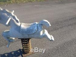 Original Vintage Cast Aluminum Playground Horse Spring Ride -6