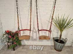 Pair Vintage French Retro Children's Swings With Chains Park Playground