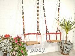 Pair Vintage French Retro Children's Swings With Chains Park Playground