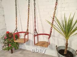 Pair Vintage French Retro Children's Swings With Chains Park Playground