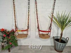 Pair Vintage French Retro Children's Swings With Chains Park Playground