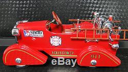 Pedal Car 1929 Ford Truck Fire Engine Red Vintage Midget Metal Show Model Art