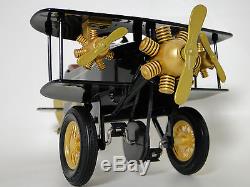 Pedal Car Air plane WW1 Vintage Black with Gold Tail Aircraft Midget Metal Model