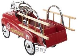 Pedal Car Fire Truck Vintage Kids Ride On Toy Children Gift Toddler Play Retro
