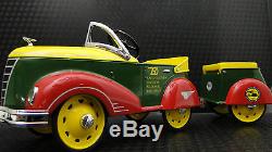 Pedal Car Rare 1940s Ford with Trailer Vintage Show Sport Midget Metal Model