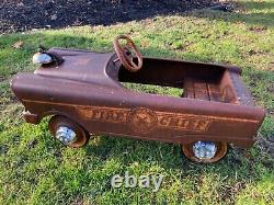 Pedal Car Vintage Fire Chief 1950s Style Nice All Original Metal Patina