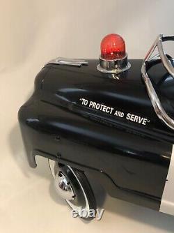 Police Metal Pedal Car Protect Serve 911 Patrol Car #54 Lights Work Reproduction