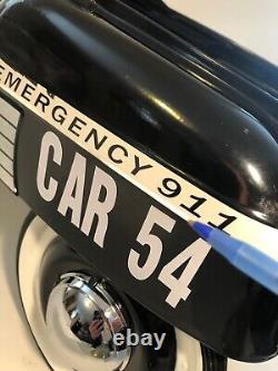 Police Metal Pedal Car Protect Serve 911 Patrol Car #54 Lights Work Reproduction