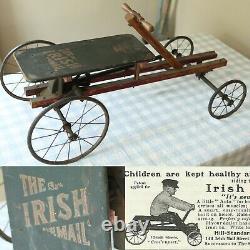 RARE Antique Early 1900s 1920s Irish Mail Cart Pedal Car Hand Crank Old Vtg
