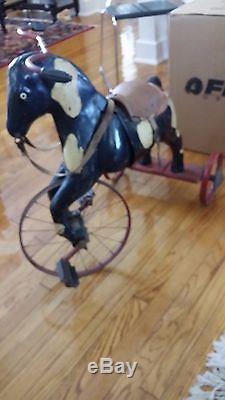 RARE Horse Tricycle Pedal Car Tractor American Metal Steel Antique Vintage