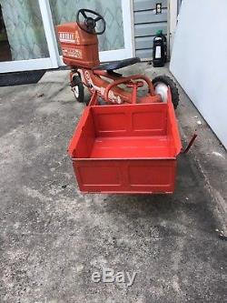 RARE Murray Pedal Tractor Chain Drive Ride On Car RED Antique VTG With Trailer
