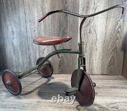 RARE Vintage 1930's Hard Rubber Tricycle Red Green Antique 18 High