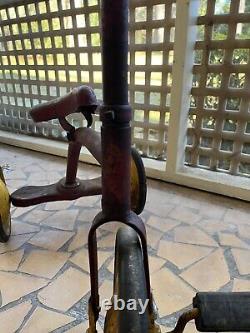 RARE Vintage 1930's Metal Super Chief Tricycle Red Yellow Antique