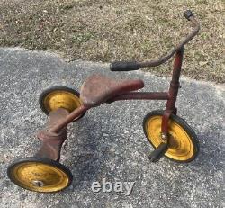 RARE Vintage 1930's Metal Super Chief Tricycle Red Yellow Antique