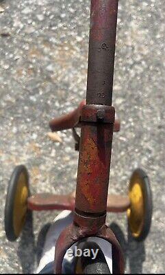 RARE Vintage 1930's Metal Super Chief Tricycle Red Yellow Antique