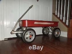RARE Vintage 1960's GTO PULL WAGON Cart withMAG Wheels Steel Metal a BEAUTY