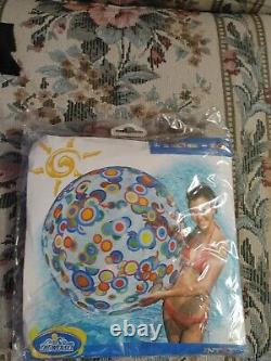 RARE Vintage 2003 Intex The Wet Set Jumbo 48 Beach Ball-circles- New Sealed