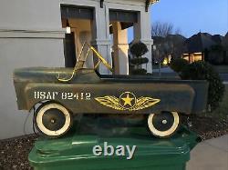 RARE Vintage GARTON U. S. A. F. Jeep Military Pedal Car All Original Free Shipping