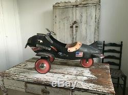 Rare And Unique Vintage Unrestored Child's Pedal Car Airplane Tiger Shark