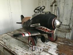 Rare And Unique Vintage Unrestored Child's Pedal Car Airplane Tiger Shark