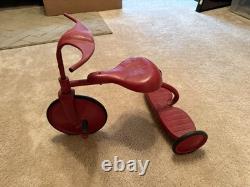 Rare Antique Childs Tricycle Red Batwing Handlebar Metal Wheels Unmarked 16 In