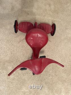 Rare Antique Childs Tricycle Red Batwing Handlebar Metal Wheels Unmarked 16 In