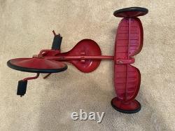 Rare Antique Childs Tricycle Red Batwing Handlebar Metal Wheels Unmarked 16 In