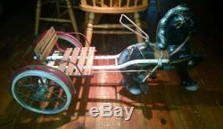Rare Antique Vintage Mobo Horse Cart Pedal Car wooden seat metal Horse England