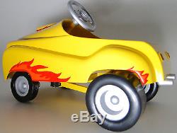 Rare Pedal Race Car 1940s Ford Vintage Hot Rod with Flames Midget Metal Show Model