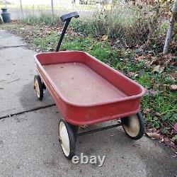 Rare Vintage Antique Western Flyer Champ Red Metal Pull Wagon 1950's Original