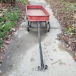 Rare Vintage Antique Western Flyer Champ Red Metal Pull Wagon 1950's Original