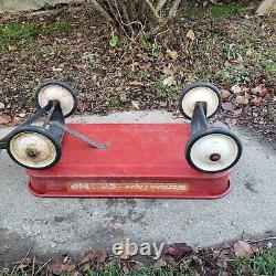 Rare Vintage Antique Western Flyer Champ Red Metal Pull Wagon 1950's Original