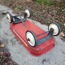 Rare Vintage Antique Western Flyer Champ Red Metal Pull Wagon 1950's Original