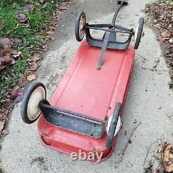 Rare Vintage Antique Western Flyer Champ Red Metal Pull Wagon 1950's Original