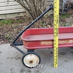 Rare Vintage Antique Western Flyer Champ Red Metal Pull Wagon 1950's Original