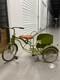 Rare Vintage Green Metal Tricycle with Rear Cargo Box Mid-Century Pedal Toy