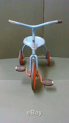 Rare Vintage Tri-ang Blue Tricycle Trike With Triang Pedals & Decal