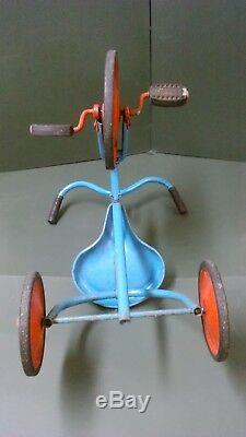 Rare Vintage Tri-ang Blue Tricycle Trike With Triang Pedals & Decal