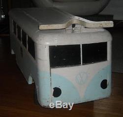 Rare Vtg. VW Volkswagen Split Window Bus custom built ride-on / toy box c1968
