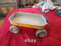 Rare Yellow Vintage Antique Western Flyer Champ Metal Pull Wagon