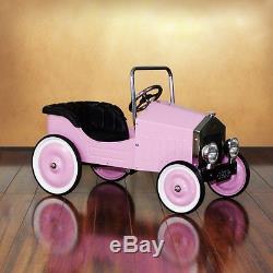 Ride On Toy Car For Kids Pink Riding Classic Pedal Retro Vintage License Plate